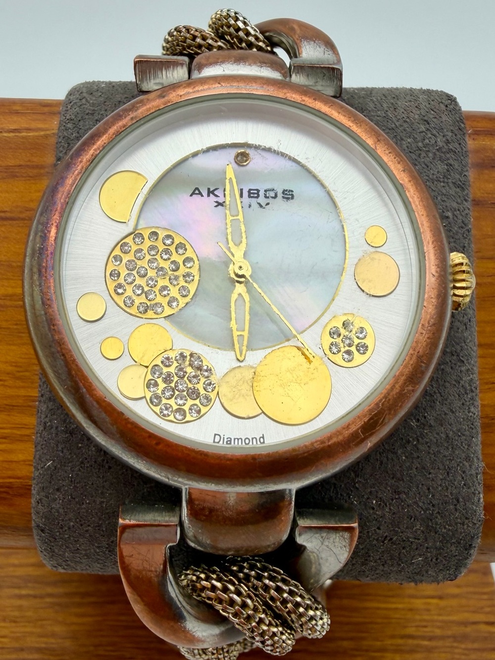 Akribos XXIV Gold and Mother-of-Pearl Accent Women's Watch